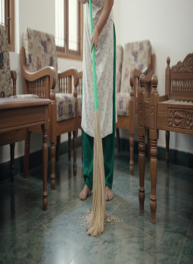 bvslf Natural Grass Broom (Phool Jhadu), 40-Inch Long Mizoram Grass Broom with Plastic Handle | Lightweight & Durable for Floor, Ceiling & Home Cleaning | Long Lasting Jhadoo, Set of 1 - Image 3